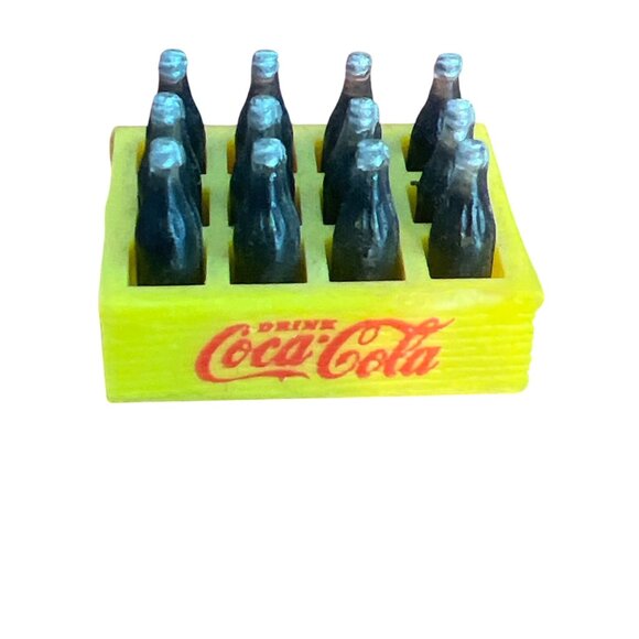Vintage Lot of 3 80s Coca Cola Miniature Bottle Crates Bottle Yellow Red - Picture 2 of 6
